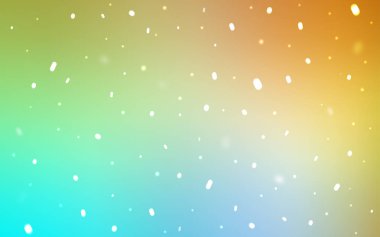 Açık mavi, vektör desen Noel kar taneleri ile sarı. Dekoratif illüstrasyon kar soyut şablonundaki ile parlayan. Yeni yıl tasarım reklam, poster, afiş için.