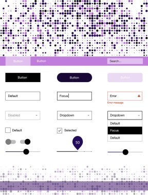 Koyu mor, pembe noktalı tel kafes kiti vektör. Dekoratif UI takımı tasarım renkli noktalar ile soyut tarzda. Bu örnek için sitesidir.