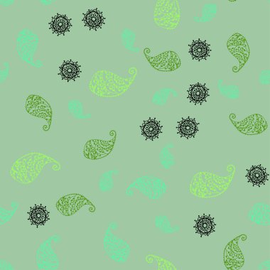 Işık yeşil vektör yaprak ve çiçek ile sorunsuz zarif şablonu. Yaprak ve çiçek beyaz arka plan üzerinde gradyan ile. İşiniz için tamamen yeni bir tasarım.