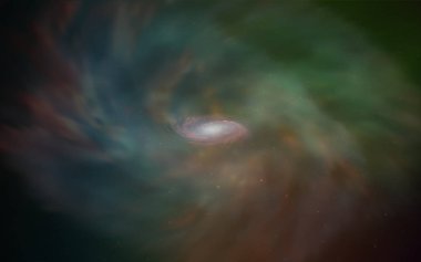 Koyu yeşil, kırmızı vektör düzen kozmik yıldız ile. Glitter soyut illüstrasyon renkli kozmik yıldız ile. Desen fütüristik reklam, kitapçıklar için.