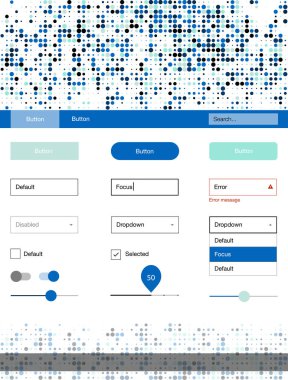 Açık mavi, yeşil vektör tel kafes kiti noktalı. Arka plan üzerinde renkli stil rehberi daireler ile. Bu web siteleri için kullanabileceğiniz şablon.