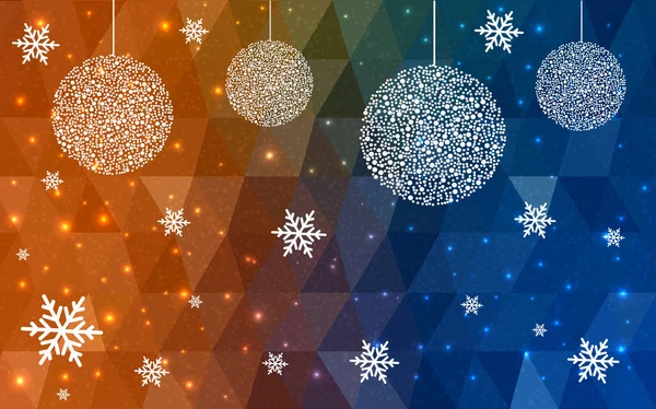 Темно Синий Желтый Вектор Низком Полюсном Фоне Снежинками Polygon Christmas — стоковый вектор