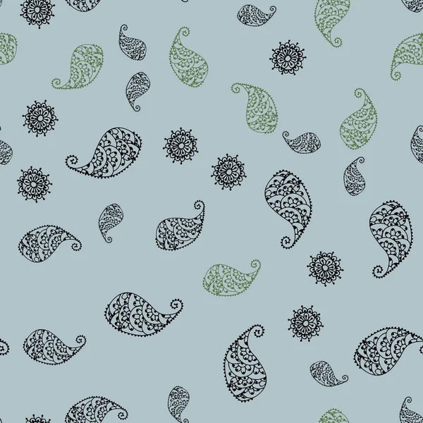 Açık mavi, yeşil vektör sorunsuz doğal resimle yapraklar ve çiçekler. Glitter soyut resimde yaprak ve çiçek ile. İşiniz için yeni tasarım.