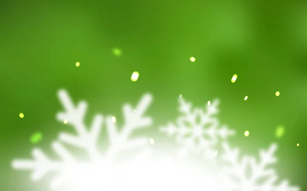 Κάλυμμα Φωτός Πράσινο Διάνυσμα Όμορφες Νιφάδες Χιονιού Θολή Διακοσμητικό Σχεδιασμό — Διανυσματικό Αρχείο