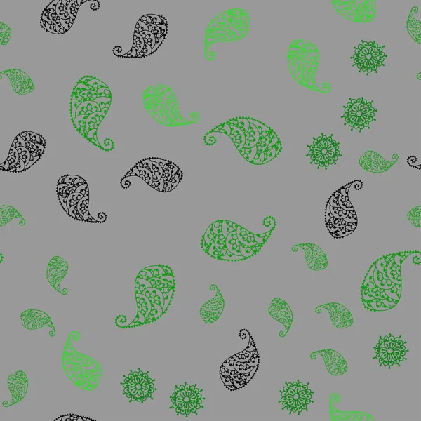 Işık yeşil vektör yaprak ve çiçek ile sorunsuz doodle düzeni. İllüstrasyon soyut şablonundaki karalamalar ile. Desen duvar kağıtları ve boyama kitapları için.