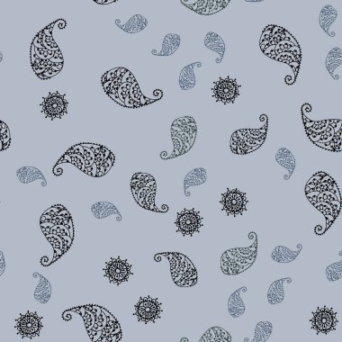 Koyu mavi, yeşil yaprak ve çiçek sorunsuz zarif şablonuyla vektör. Yaprak ve çiçek beyaz arka plan üzerinde gradyan ile. Marka kitap tamamen yeni şablon.