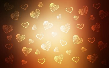 Kalpleri parlayan ile koyu turuncu vektör kapak. Glitter soyut resim romantik tarzda renkli kalpler ile. Desen-ebilmek var olmak kullanılmış için valentine's reklam, kitapçıklar.