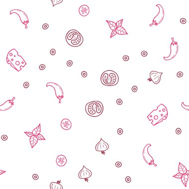 Işık kırmızı vektör lezzetli atıştırmalıklar ile sorunsuz doku. Fast Food renkli gradyan ile bulanık arka plan üzerinde. Reklam, poster, afiş kafe ya da restoran için tasarım.