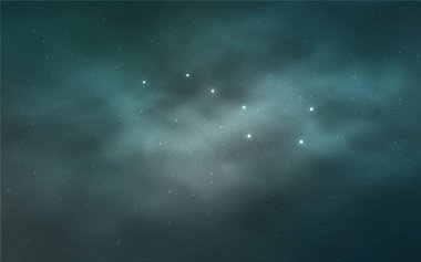 Açık mavi, uzay yıldızlı yeşil vektör şablonu. Parlak astronomik yıldızlı parlak renkli çizimler. Kozmik arkaplanlar için şablon.