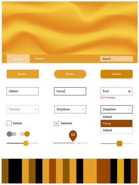 Işık turuncu vektör malzeme tasarım kiti ile sıvı şekiller. Gradyan memphis tarzı ile zarif parlak illüstrasyon. Sen-ebilmek kullanma için açılış sayfaları bu şablonu.