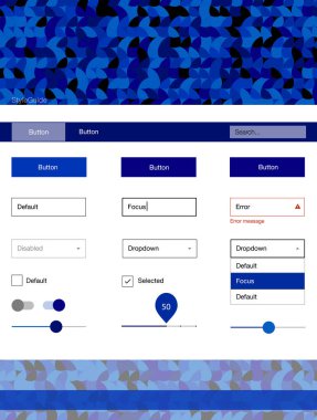 Hafif mavi vektör stil rehberi daireler ile. Dekoratif UI takımı tasarım renkli noktalar ile soyut tarzda. Web siteleri, açılış sayfaları için güzel düzeni.