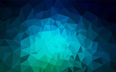 Koyu mavi, yeşil parlayan üçgen düzen vektör. Noktalı resim stili üçgenler ile yaratıcı çizimde. Senin arka plan için dokulu deseni.