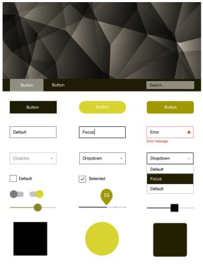 Koyu yeşil, sarı vektör tel kafes kiti kristalleri ile. UI Ux kiti başlığını poligonal renkli arka plan ile. Bu örnek için sitesidir.
