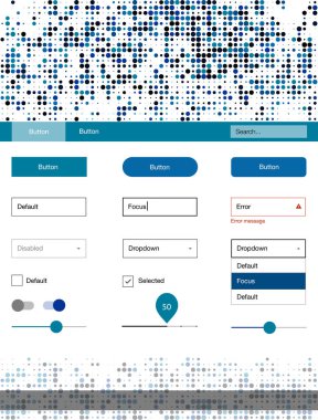Açık mavi, yeşil vektör UI ux kiti daireler ile. Renkli UI/ux kiti ile üstbilgi küreler oluşuyordu. Bu web siteleri için kullanabileceğiniz şablon.