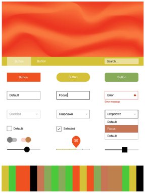 Işık çok renkli vektör tasarım UI kiti eğri daireler ile. Renkli resimde gradyan ile soyut memphis tarzı. Web siteleri için basit renkli tasarım.