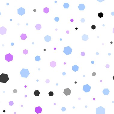 Hafif pembe, mavi vektör sorunsuz arka plan ile altıgen yanarak bahislerin doğru. Beyaz yüzey üzerinde renkli altıgenler Illustration. Desen doku duvar kağıdı için.