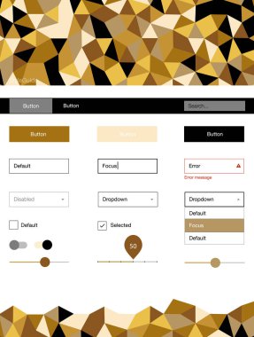 Işık turuncu vektör UI ux kiti üçgen tarzı. Dekoratif UI takımı tasarım renkli kristaller ile soyut tarzda. Bu web siteleri için kullanabileceğiniz şablon.
