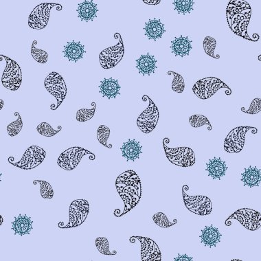 Koyu pembe, mavi yapraklar ve çiçekler ile sorunsuz zemin vektör. Bulanık stil yaprakları, çiçekleri ile yaratıcı çizimde. El tasarım web, kaydırma için boyalı.