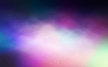 Açık Pembe, kozmik yıldızlı mavi vektör düzeni. Bulanık arkaplandaki ve gradyanı olan uzay yıldızları. Kozmik arkaplanlar için şablon.