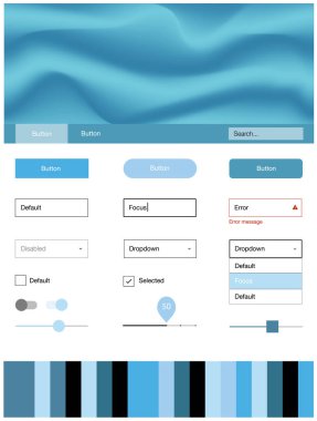 Hafif mavi vektör web UI kiti ile lamba şekiller. Bandy çizgilerle modern degrade soyut resim. Sen-ebilmek kullanma için açılış sayfaları bu şablonu.