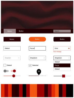 Soyut daireler ile koyu kırmızı vektör tel kafes kiti. Degrade yarı ton mermer stiliyle yaratıcı çizimde. Web siteleri için basit renkli tasarım.