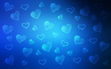 Koyu mavi vektör doku güzel yürekleri. Sevgililer günü için illüstrasyon kalp sevgi kavramı içinde. Sevgililer tebrik kartpostal için şablon.