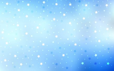 Parlak yıldız ile ışık mavi vektör düzeni. Dekoratif illüstrasyon yıldız ile soyut şablonunda parlayan. Desen hediye sarma için kullanılabilir.