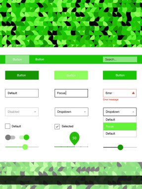 Işık yeşil vektör stil rehberi daireler ile. Dekoratif UI takımı tasarım renkli noktalar ile soyut tarzda. Bu web siteleri için kullanabileceğiniz şablon.