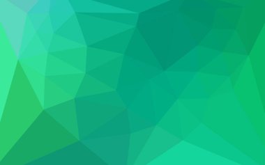 Işık yeşil vektör Çokgen bir merkezi bir kalp ile zemin. Üçgenler ile renkli resimde parlayan. Afiş için tamamen yeni şablon.