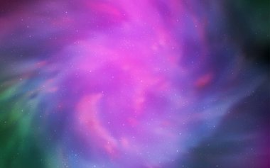 Pembe ışık, kozmik yıldız düzeniyle vektör yeşil. Parlak astronomik yıldız ile renkli illüstrasyon parlayan. Desen fütüristik reklam, kitapçıklar için.