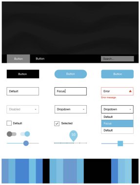 Açık mavi malzeme tasarım kiti ile sıvı şekil vektör. Degrade çizgiler ile renkli soyut resimde. Bu web siteleri için kullanabileceğiniz şablon.