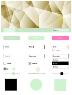 Işık çok renkli vektör tel kafes kiti kristalleri ile. Renkli UI/ux kiti üstbilgi ile üçgen oluşuyordu. Bu örnek için sitesidir.