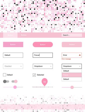 Hafif pembe, sarı vektör tel kafes kiti noktalı. Dekoratif UI takımı tasarım renkli noktalar ile soyut tarzda. Web siteleri, açılış sayfaları için güzel düzeni.