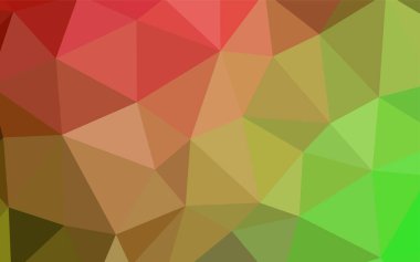 Açık yeşil, kırmızı vektör üçgen mozaik doku. Poligonal illüstrasyon parlayan, hangi üçgen oluşur. Marka kitap için yeni şablon.