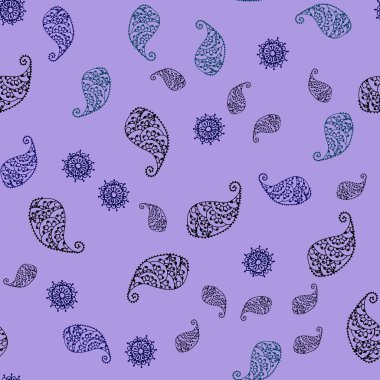 Koyu mavi, yeşil yaprak ve çiçek ile sorunsuz doğal sanat vektör. Beyaz arka plan üzerinde kabataslak karalamalar. İşiniz için yeni tasarım.