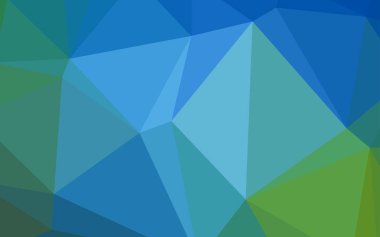 Açık mavi, üçgen kapak parlayan vektör yeşil. Tamamen yeni bir renk illüstrasyon poligonal bir tarzda. İş tasarımınız için üçgen desen.