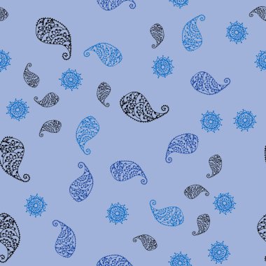 Hafif mavi vektör yaprak ve çiçek ile seamless doğal modeli. Yaprak ve çiçek ile zarif bir parlak örnek. İşiniz için en iyi bulanık tasarım.