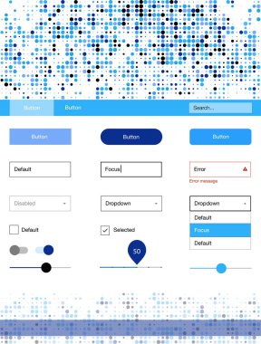 Hafif mavi vektör UI ux kiti daireler ile. Web Kullanıcı arabirimi kiti başlığını soyut degrade daireler ile. Web siteleri için basit renkli tasarım.