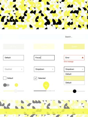 Işık sarı vektör tasarım UI kiti noktalı. Dekoratif UI takımı tasarım renkli noktalar ile soyut tarzda. Web siteleri, açılış sayfaları için güzel düzeni.