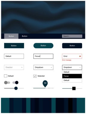 Koyu yeşil vektör UI kiti balonu şekiller ile. Bandy çizgilerle modern degrade soyut resim. Bu web siteleri için kullanabileceğiniz şablon.