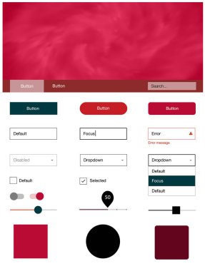 Koyu kırmızı vektör tel kafes kiti gökada yıldız ile. Renkli UI/ux kiti üstbilgi ile bulutlar ve yıldız oluşuyordu. Bu örnek açılış sayfanız için mu.