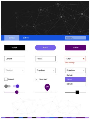 Koyu pembe, mavi tel kafes kiti kristalleri, daireler ile vektör. Üçgen, daire ile poligonal stilinde stil rehberi. Bu örnek açılış sayfanız için mu.