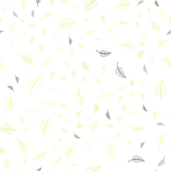 ライト グリーン 黄色ベクトル シームレスな落書き明るいパターン 自然なスタイルで葉を持つエレガントな明るいイラスト 落書きの設計は Web サイトの使用できます — ストックベクタ