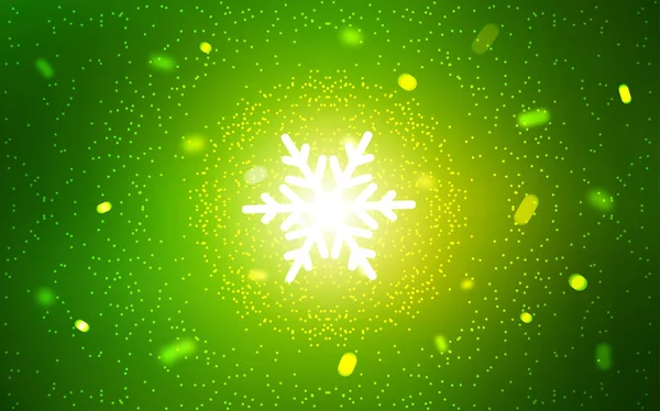 Licht Groen Vector Achtergrond Met Sneeuwvlokken Xmas Glanzende Gekleurde Afbeelding — Stockvector
