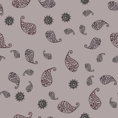 Yaprak ve çiçek ile koyu kırmızı vektör sorunsuz doodle arka plan. Yaprakları, çiçekleri beyaz arka plan üzerinde doğal tarzı. Dokulu deseni bir Web sitesi için banner.