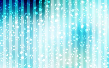 Açık mavi, spor sembolleri düzeniyle vektör yeşil. Glitteral renkli resimde soyut futbol topları ile. Akıllı tasarım reklam futbol maçları.