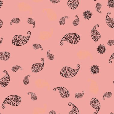 Işık kırmızı vektör sorunsuz zemin yaprak ve çiçek ile. Yaprakları doodle tarzı ile renkli soyut resimde. Dokulu deseni bir Web sitesi için banner.