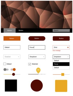 Koyu kırmızı vektör tel kafes kiti kristalleri ile. UI Ux kiti başlığını poligonal renkli arka plan ile. Web siteleri, açılış sayfaları için güzel düzeni.