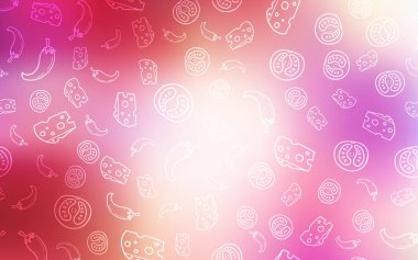 Işık kırmızı, sarı vektör şablon organik yemek ile. Glitter gurme gıda ile soyut kroki. Kafe işletme reklamınız için tasarım doodle.