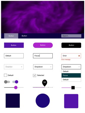 Işık mor, pembe vektör tasarım UI kiti ile evren yıldız. Renkli gökyüzü ile soyut tarzda dekoratif UI takımı tasarım. Bu örnek açılış sayfanız için mu.